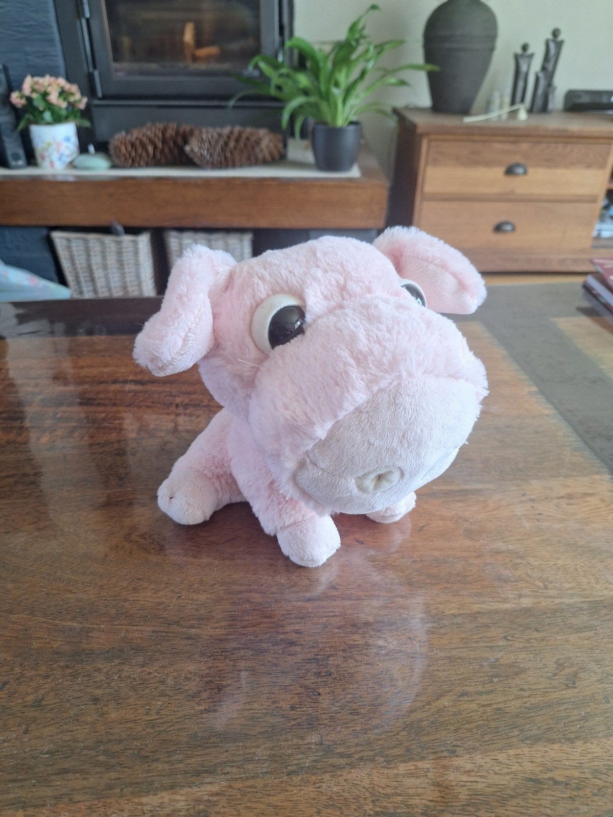 Big Headz Varken Knuffel - Roze, 16x15 cm, Overige merken, Overige typen, Ophalen of Verzenden, Zo goed als nieuw