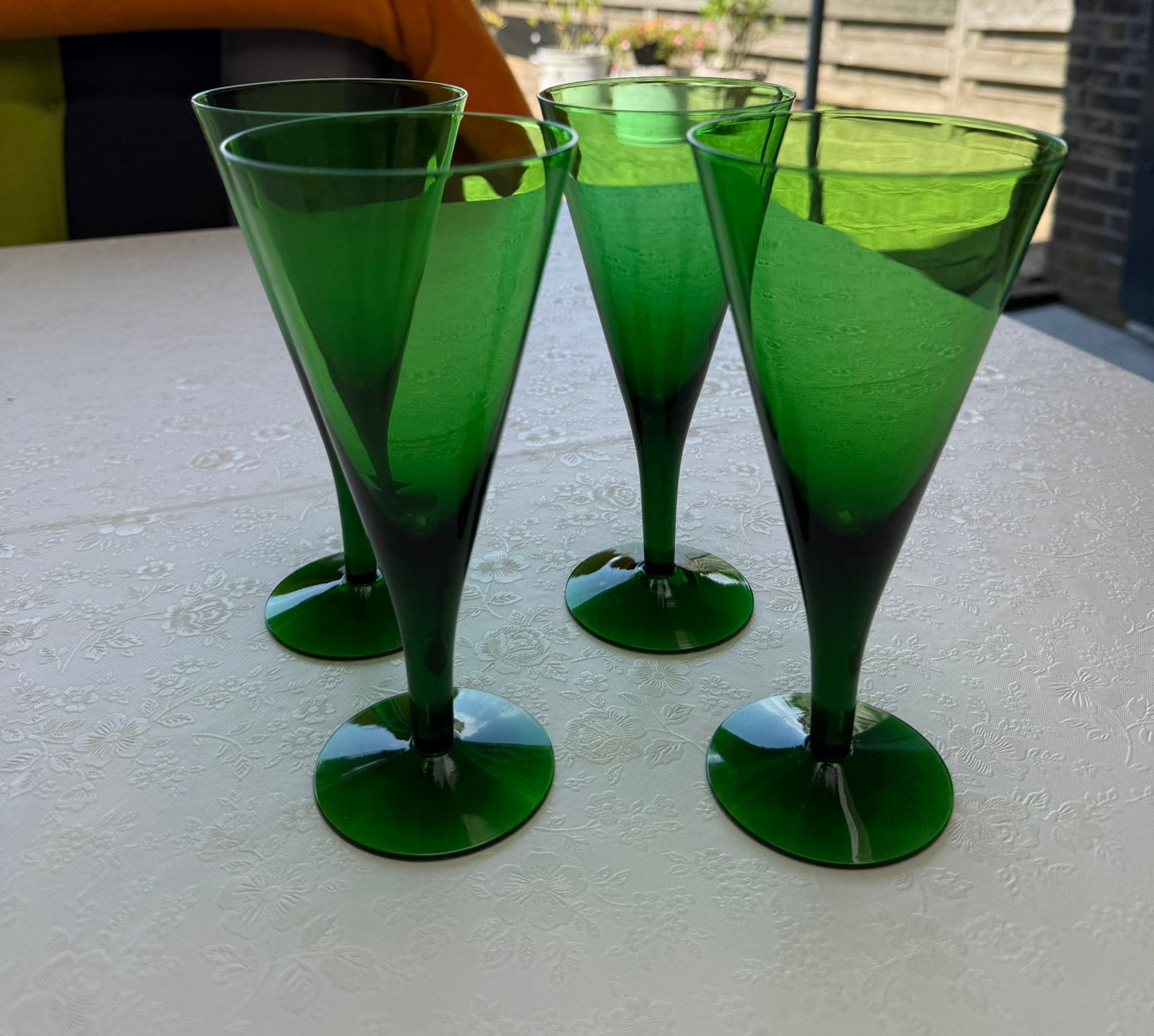 Prachtige groene glazen, Verzamelen, Glas en Borrelglaasjes, Ophalen, Zo goed als nieuw, Overige typen