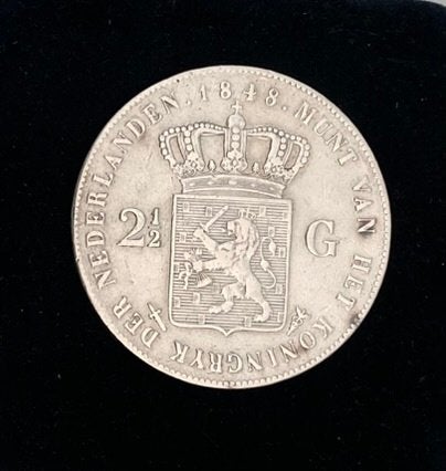 Zilveren 2½ Gulden 1848 - Willem II - Rijksdaalder, Postzegels en Munten, Munten | Nederland, Zilver, Ophalen of Verzenden, Losse munt