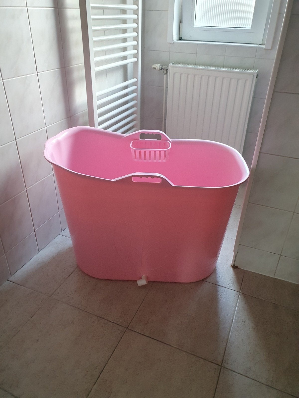 Roze bucketbath met afvoer en zeepbakje, Ophalen, Zo goed als nieuw, Roze