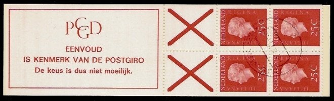 Nederland Postzegelboekje 9fF gestempeld, Ophalen of Verzenden, Na 1940, Gestempeld