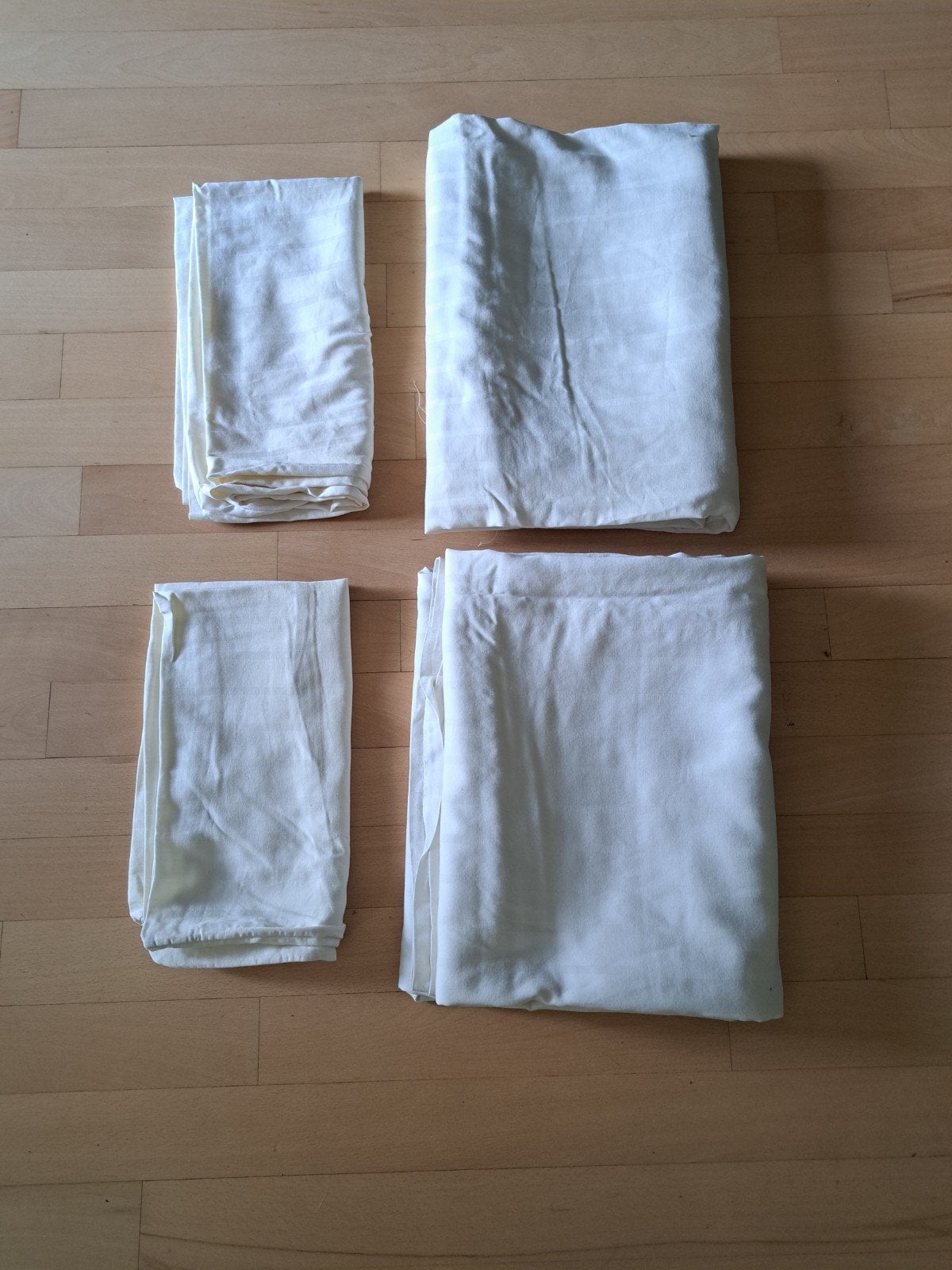 Hotel linnen katoen set: 2 kussenslopen, 2 hoeslakens crème, Ophalen of Verzenden, Zo goed als nieuw, Tweepersoons, Hoeslaken of Sloop