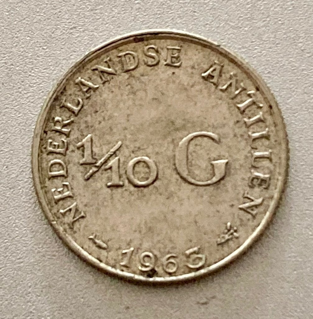 Zilveren 1/10 Gulden / Dubbeltje Nederlandse Antillen 1963, Postzegels en Munten, Munten | Nederland, Koningin Juliana, Verzenden
