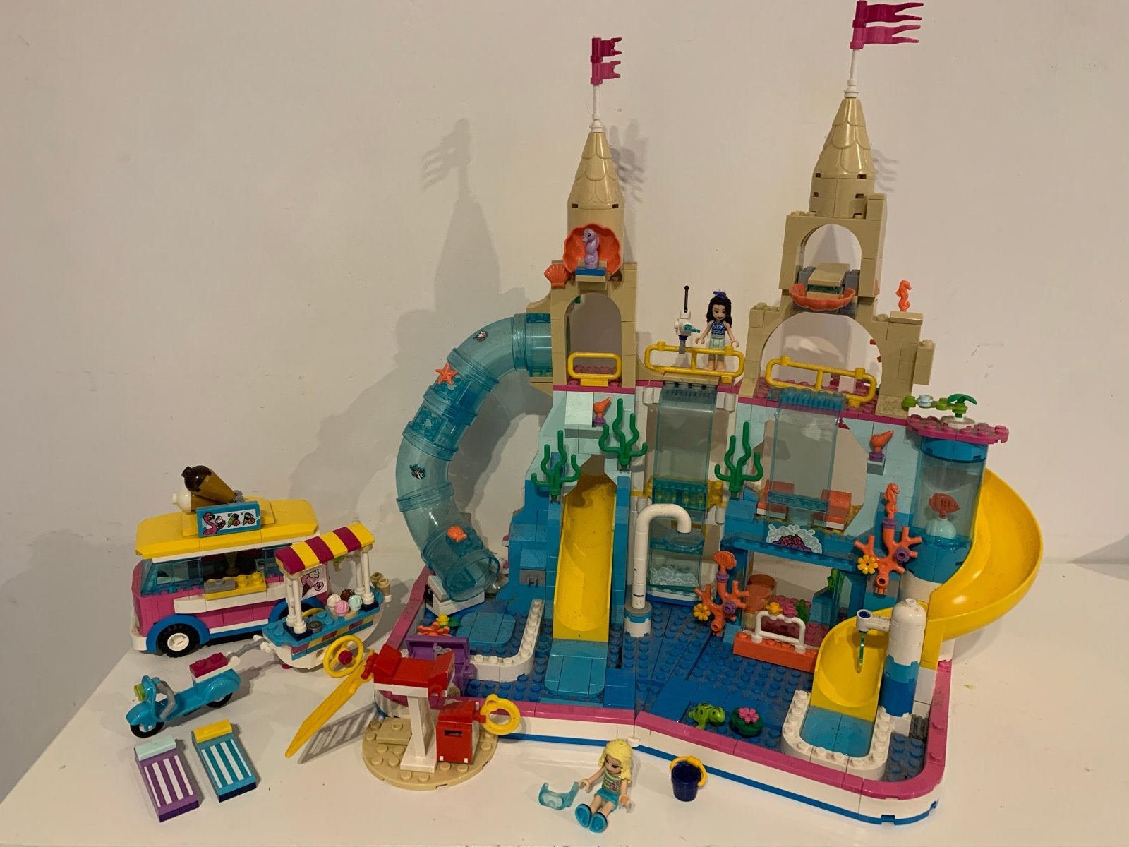 Lego Friends 4130 Summer Pretpark met glijbaan en camper, Gebruikt, Lego, Friends, Ophalen of Verzenden