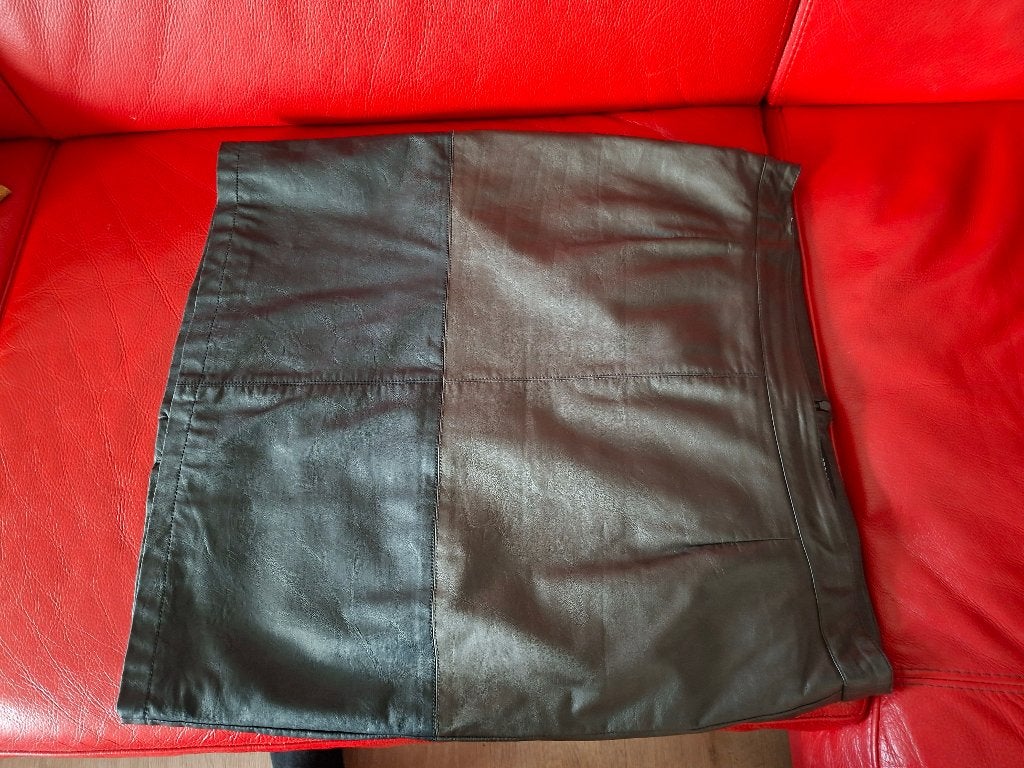 Nappa leren zwart/ bruine rok, Zwart, Maat 42/44 (L), Ophalen of Verzenden, Zo goed als nieuw