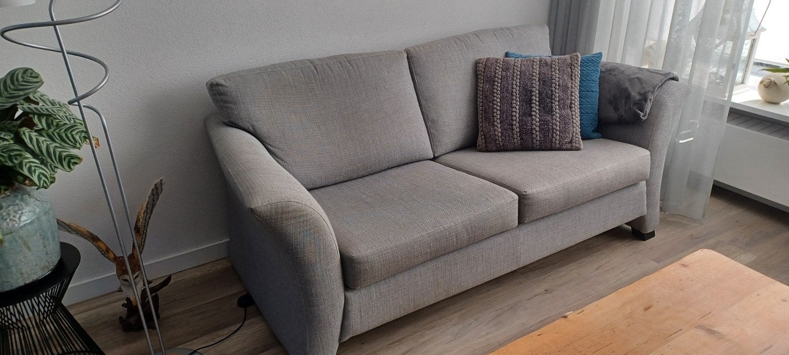 Tweezits bank, grijs, Ophalen, Gebruikt, 150 tot 200 cm, Tweepersoons