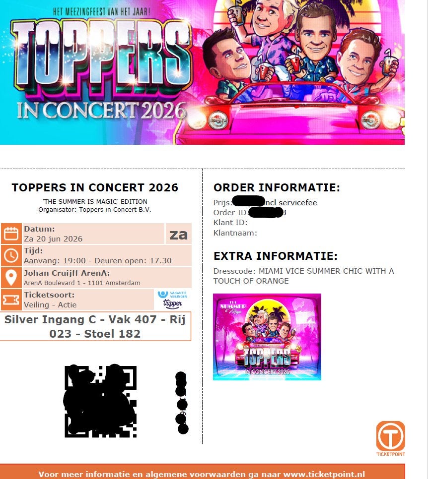 20x Toppers 2026 – 20 juni – 20 zitplaatsen naast elkaar, Tickets en Kaartjes, Drie personen of meer, Juni, Levenslied