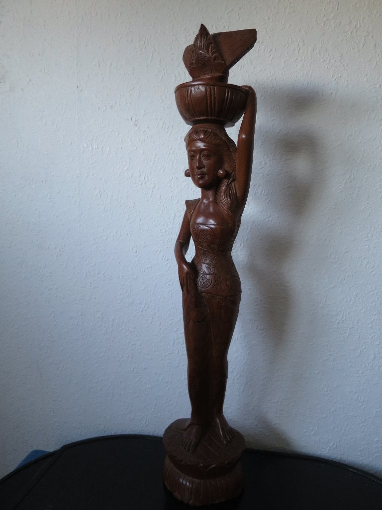 prachtig uit hout gesneden vrouw beeld 51 cm, Ophalen of Verzenden