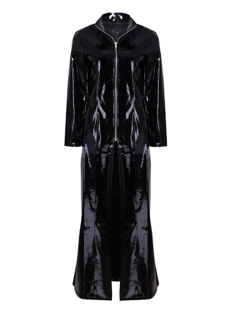 Zwarte leerlook jas sexy fetish leren pvc latex dames heren, Verzenden, Nieuw, Overige maten, Overige thema's