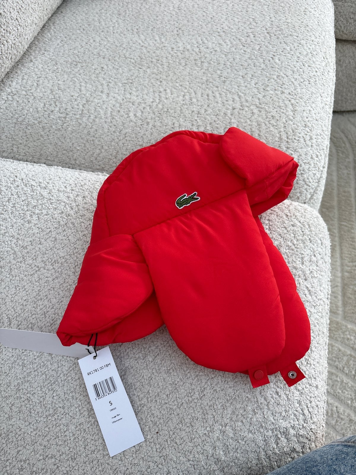 Nieuwe Lacoste rode trapper muts - Maat S, Verzenden, Nieuw, 55 cm (S, 6⅞ inch) of minder, Hoed