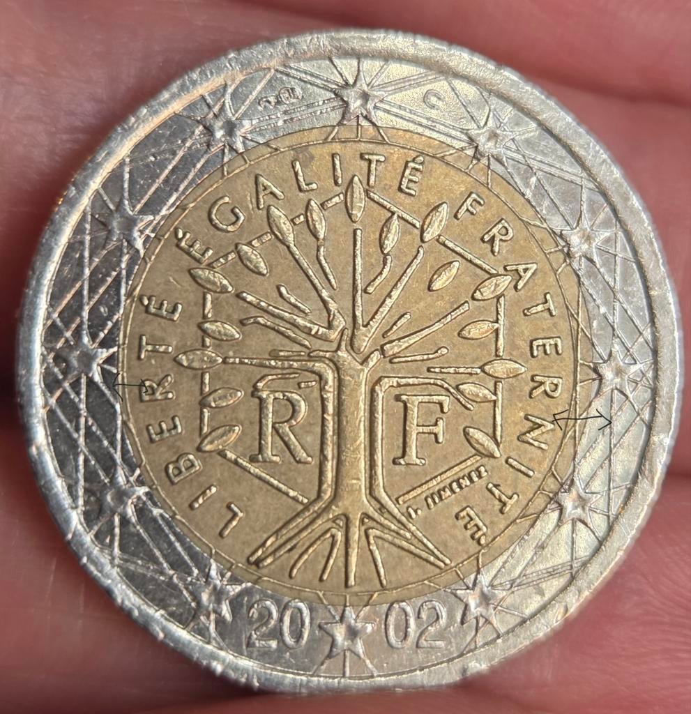 2 euro munt Frankrijk 2002 misslag error, Ophalen of Verzenden, Frankrijk, 2 euro, Losse munt