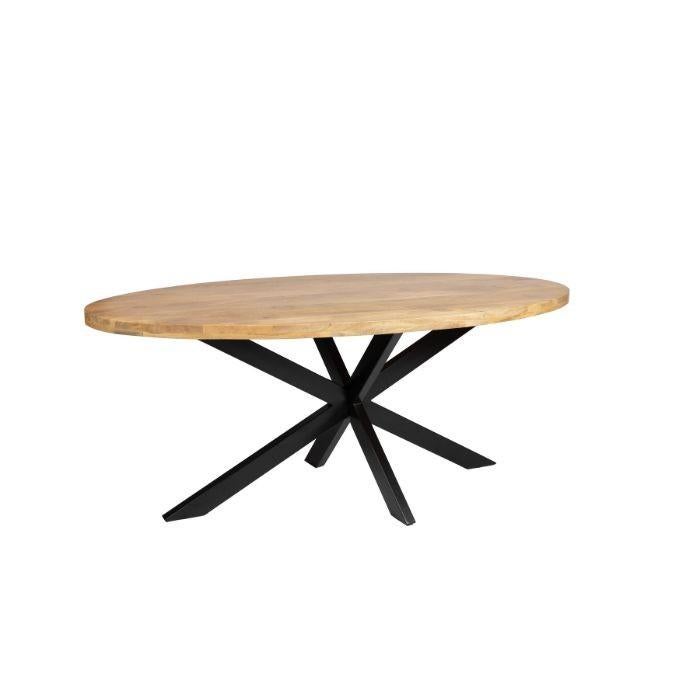 Ovale eettafel - 190 cm - Naturel - Mangohout, Overige materialen, 100 tot 150 cm, Nieuw, Ophalen of Verzenden