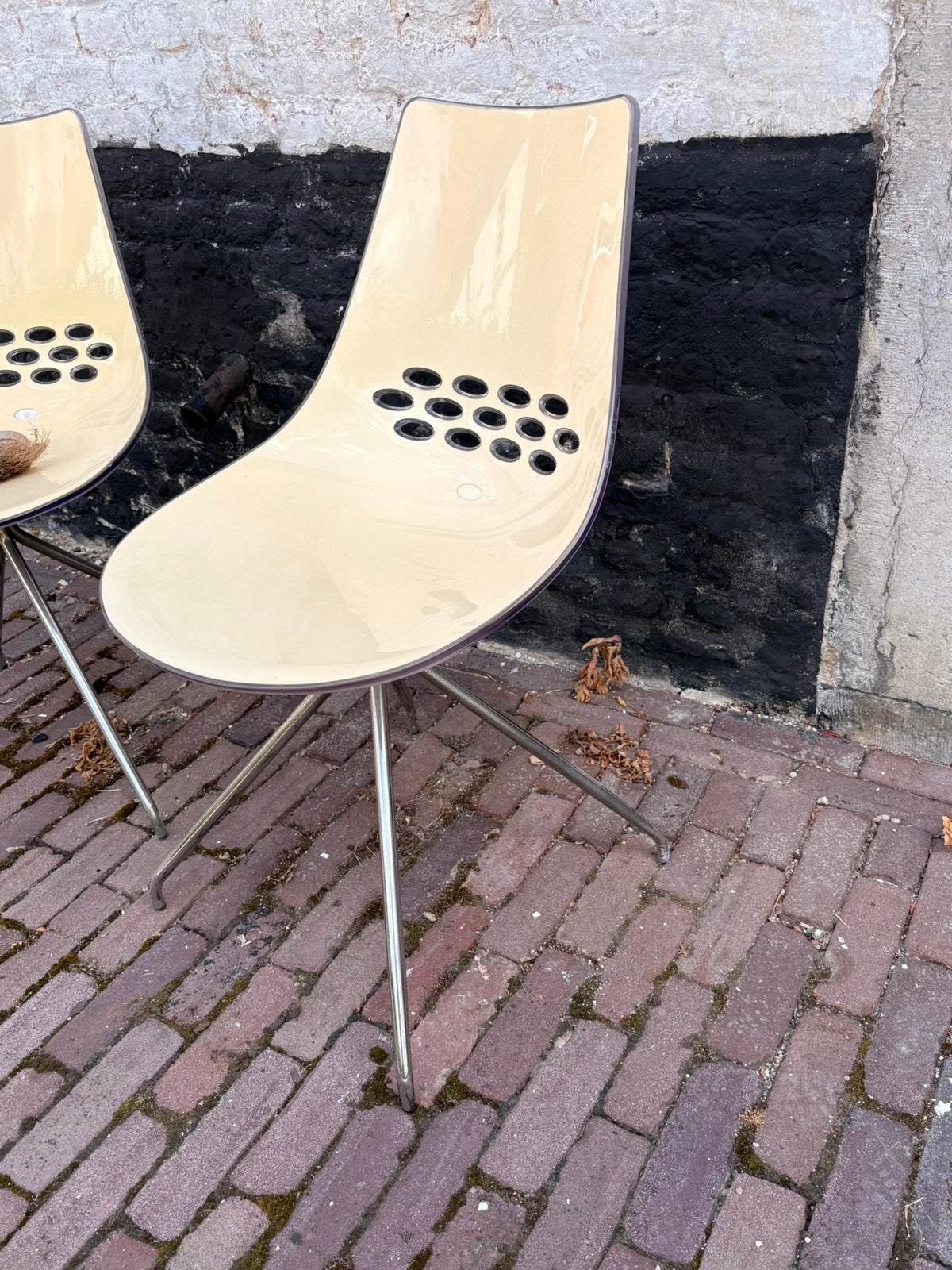 2 jaren 80 design stoelen, Ophalen, Kunststof, Twee, Wit