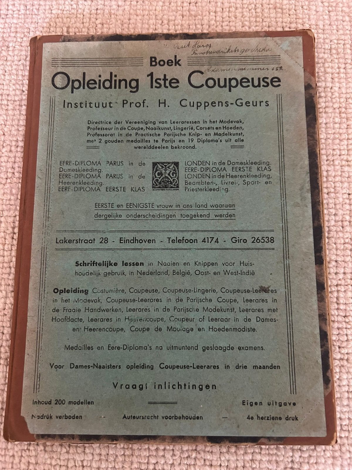Boekje 1e Coupeuse van het Instituut Cuppens Geurs, Overige merken, Overige typen, Vrouw, Ophalen of Verzenden