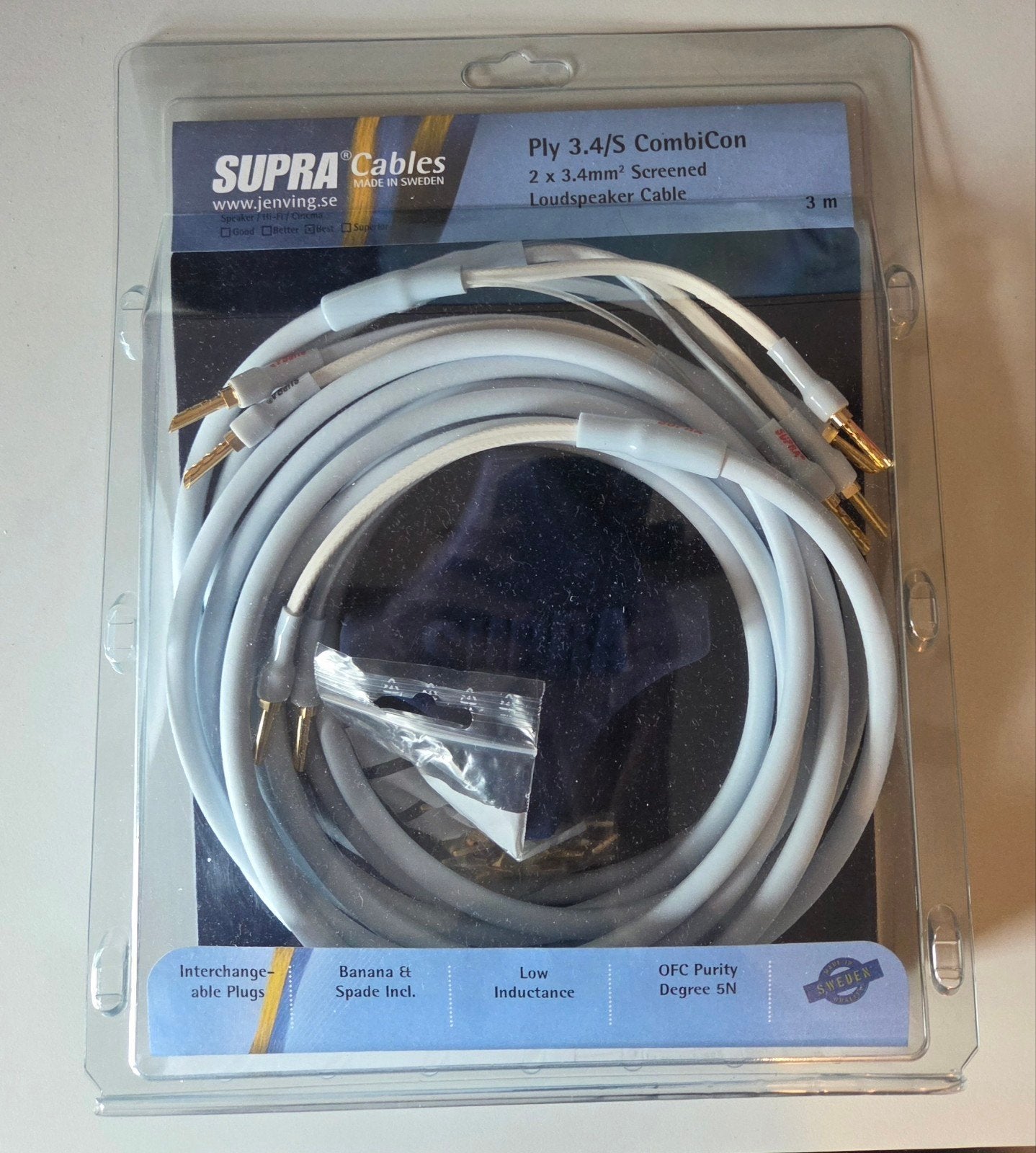 Supra Ply 3.4/S luidsprekerkabel 2 x 3,0 meter WEBSHOPRETOUR, Supra Cables, Rietlaan 4, 3851 PA Ermelo, Nieuw, Ophalen of Verzenden
