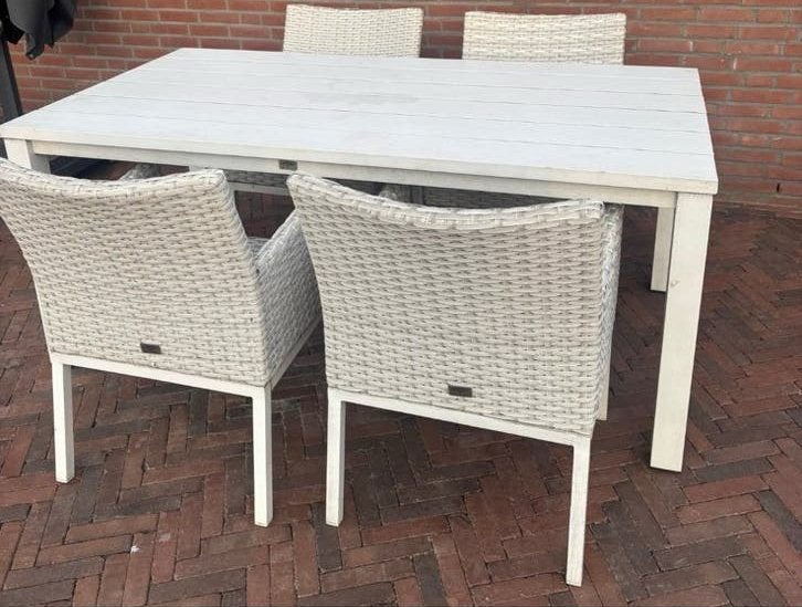 Bois le duc tuinset tafel met stoelen, Tuin en Terras, Ophalen, Gebruikt, Aluminium, Tuinset