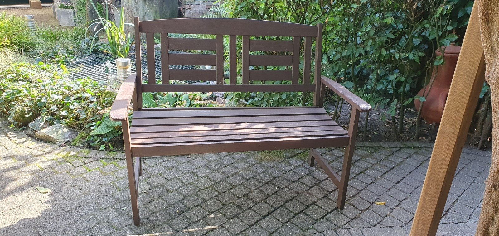 Houten tuinbanken., Tuin en Terras, Tuinbanken, Ophalen, Gebruikt, Hout
