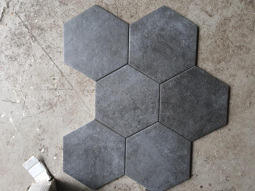 Antraciet hexagon tegel voor wand/vloer, Doe-het-zelf en Verbouw, Tegels, Ophalen, Nieuw, Minder dan 20 cm, Minder dan 5 m²