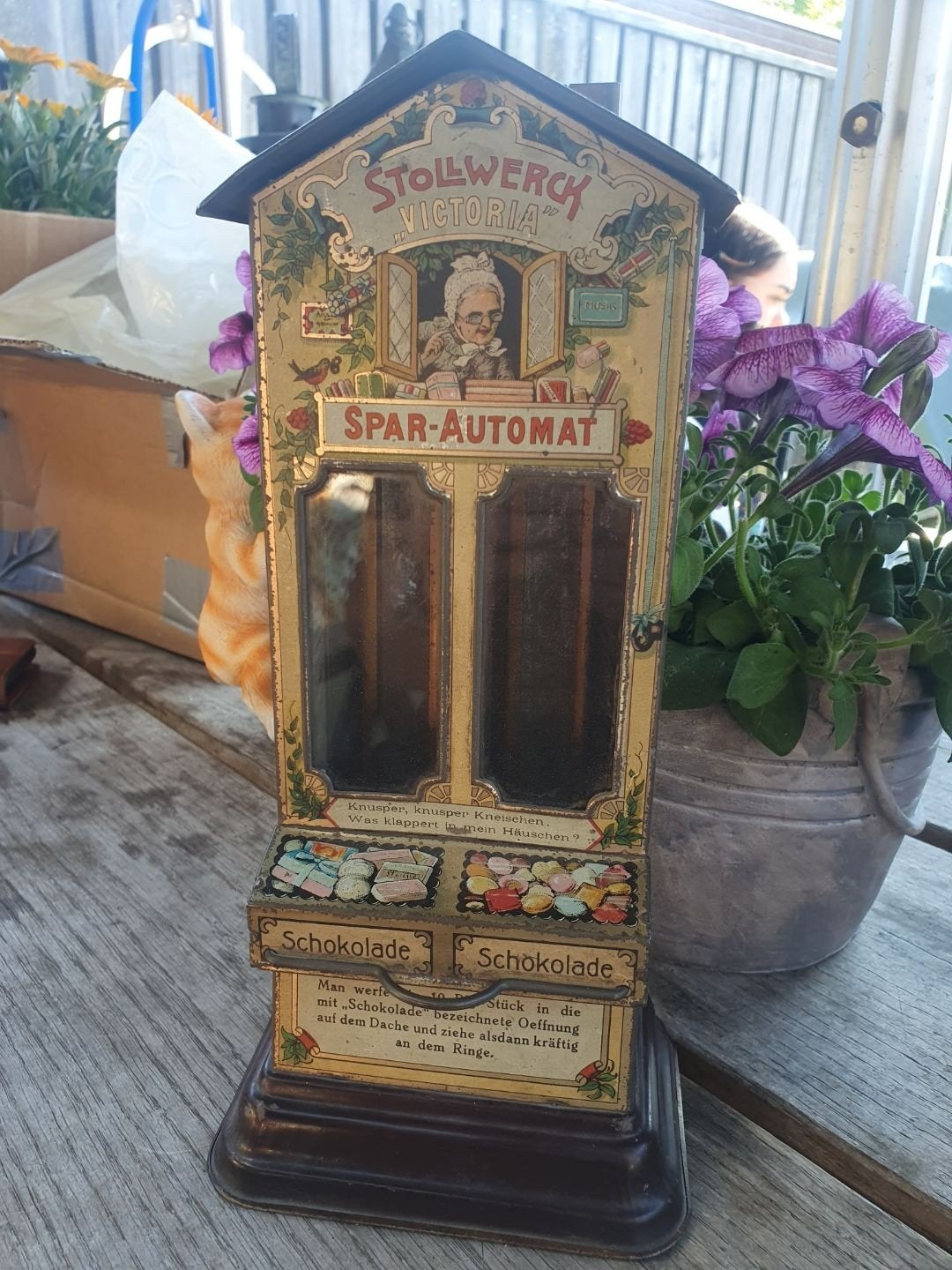 Zeldzame jaren 20 stollwerck chocolade automaat, Ophalen