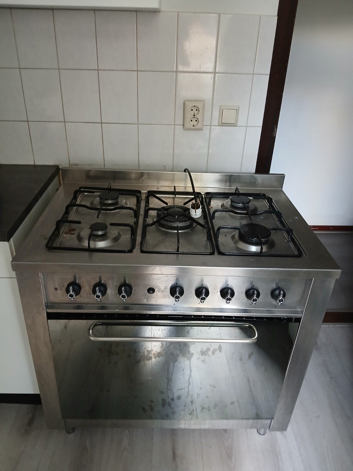RVS Gasfornuis met Oven - Vrijstaand, Gebruikt, 60 cm of meer, Gas, Vrijstaand