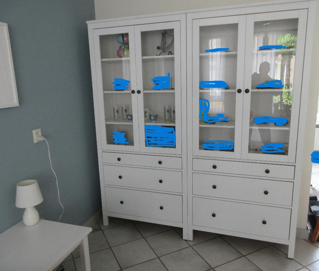 Ikea Hemnes vitrinekast / kamerkast 2x., Ophalen, Met deur(en), Glas, 50 tot 100 cm