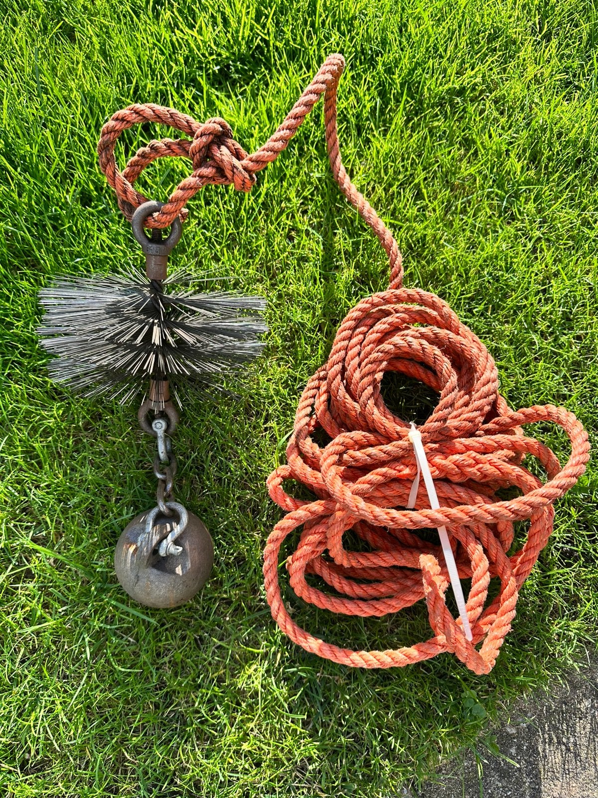 Schoorsteenveger diameter 15cm schoorsteenveegborstel kogel, Ophalen of Verzenden, Zo goed als nieuw