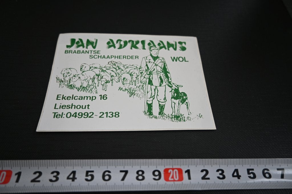 sticker Lieshout JAN ADRIAANS Brabantse schaapsherder wol, Ophalen, Zo goed als nieuw