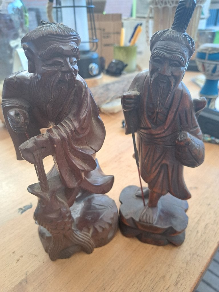 vintage of antieke Chinese houtsnijwerk beelden, Ophalen of Verzenden, Gebruikt, Mens