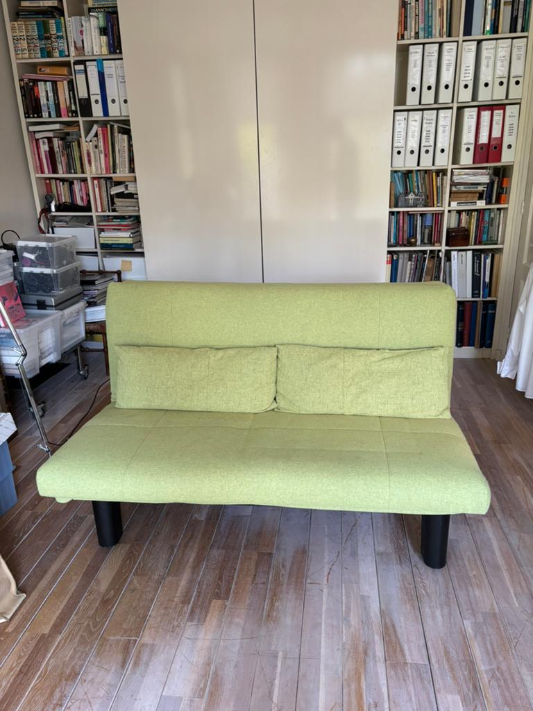 Groene slaapbank 120 cm breed, Ophalen, Gebruikt, Tweepersoons, 140 cm