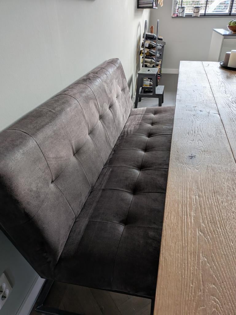 Eetkamerbankje 160 cm Bruin suedelook, Huis en Inrichting, Ophalen, Minder dan 75 cm, 150 tot 200 cm, Tweepersoons