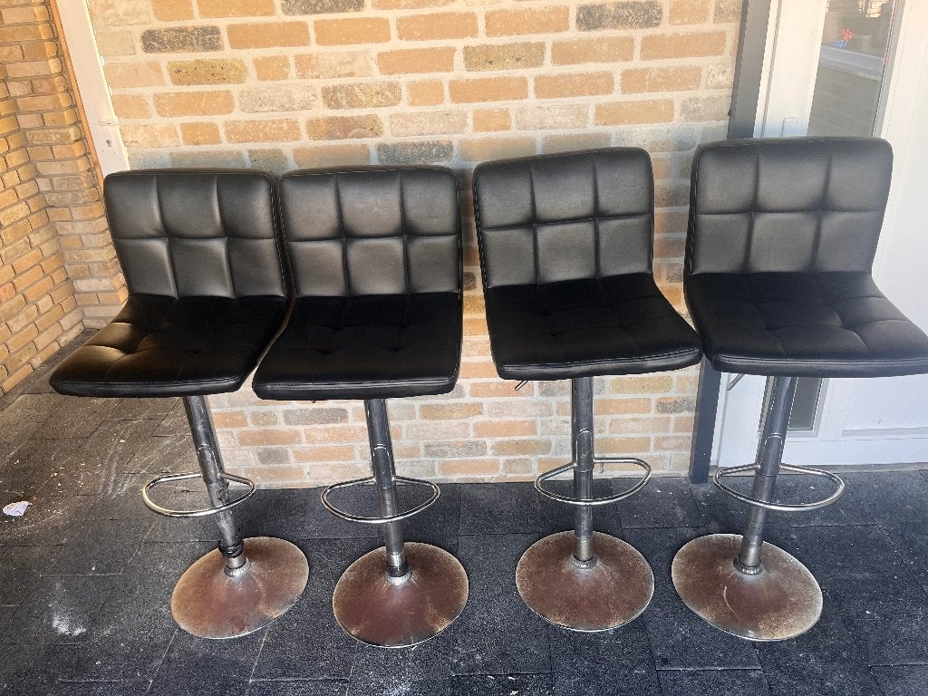 4 barkrukken zwart, Huis en Inrichting, Ophalen, Gebruikt, 60 tot 90 cm, Leer