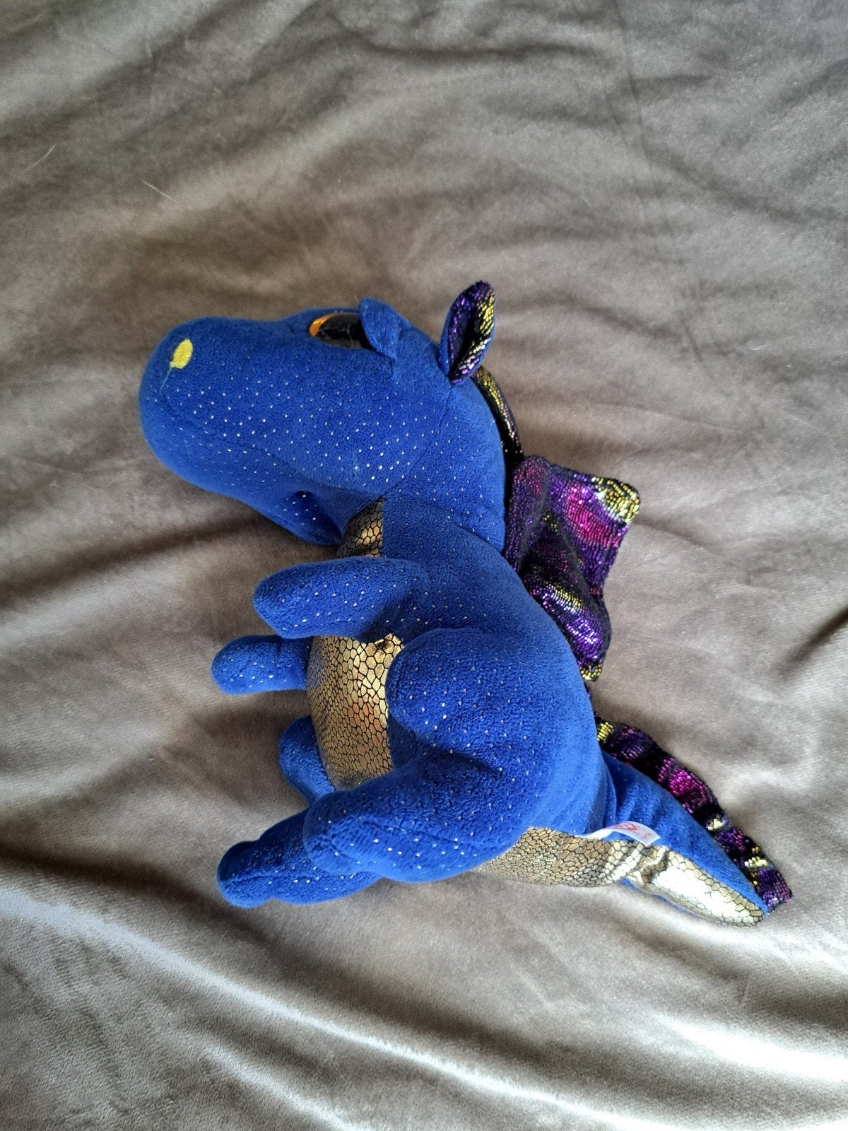 Ty Beanie Baby Draak - Blauw met Glitters, Kinderen en Baby's, Speelgoed | Knuffels en Pluche, Zo goed als nieuw, Overige typen