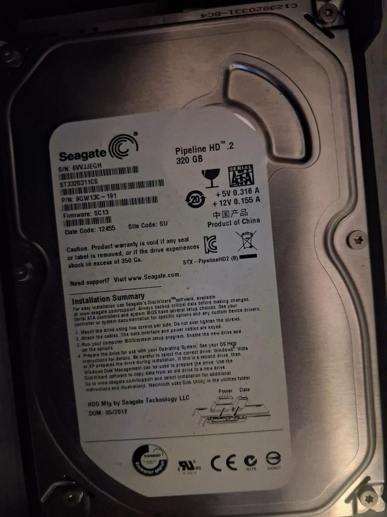 Seagate Pipeline HD.2 320GB HDD, Intern, Gebruikt, 160GB, Ophalen of Verzenden