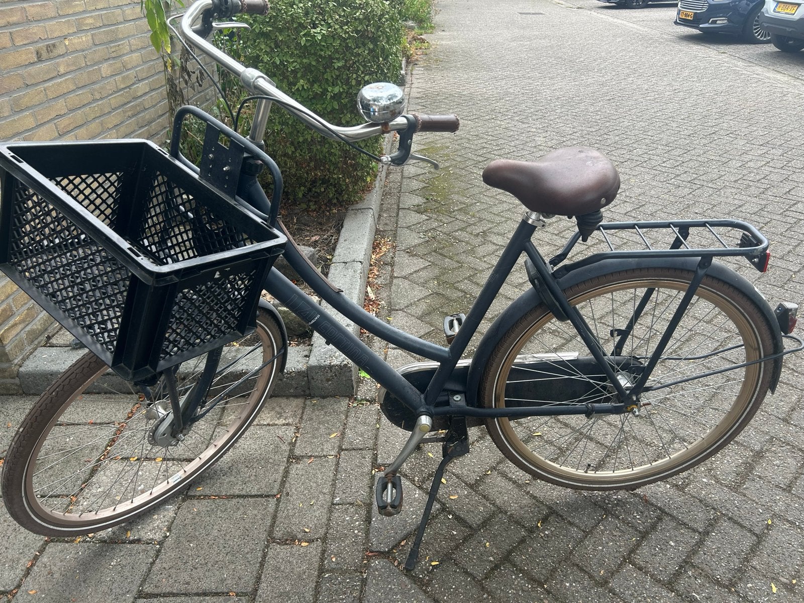 Stevige damesfiets met mand en bagagedrager, Fietsen en Brommers, Fietsen | Dames | Damesfietsen, Velgrem, Versnellingen, Ophalen