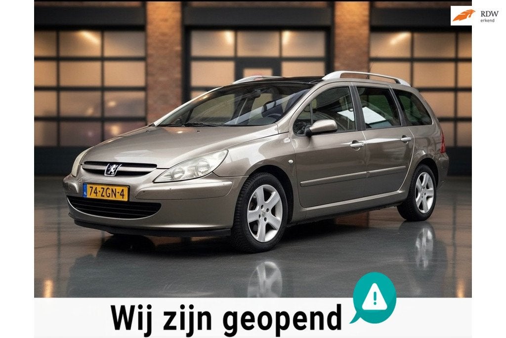 Peugeot 307 SW 2.0 16V-airco-elek ramen-pano, Voorwielaandrijving, 1330 kg, 136 pk, Gebruikt