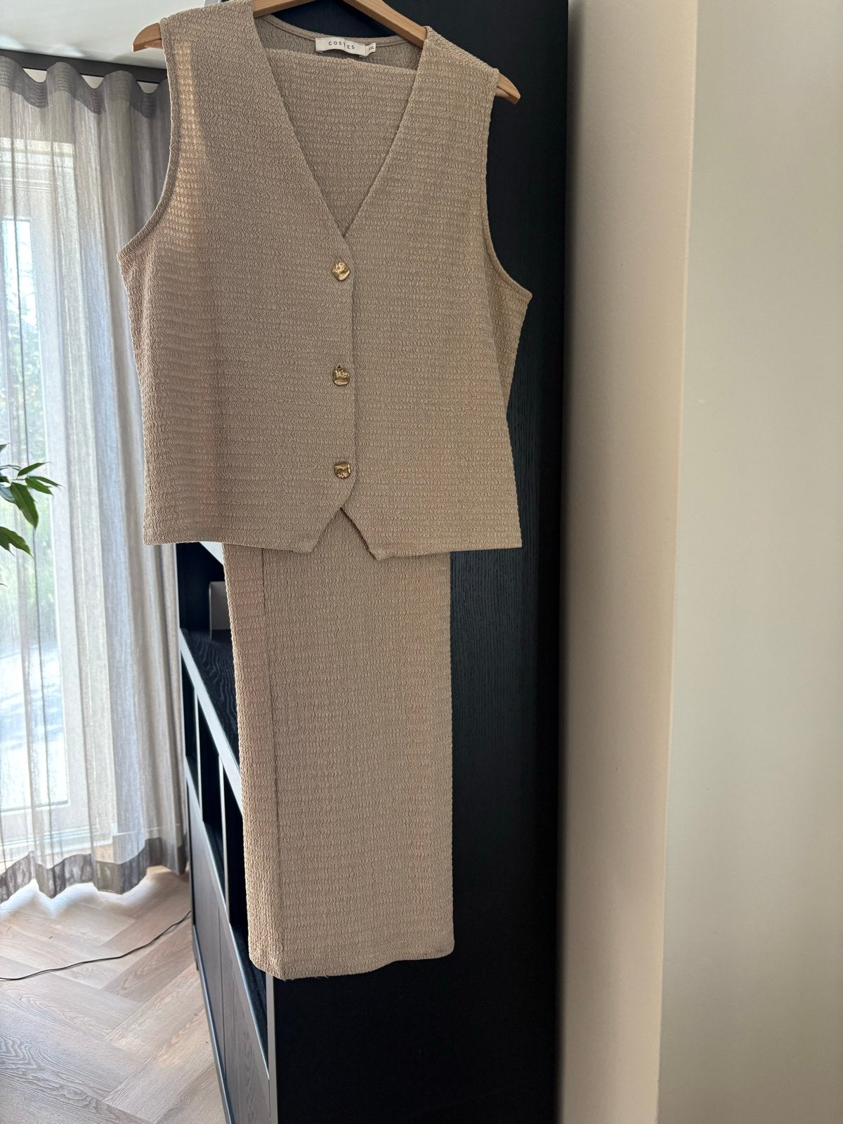 Costes pak, beige, vest XXL en broek L, Beige, Maat 46/48 (XL) of groter, Ophalen of Verzenden, Zo goed als nieuw