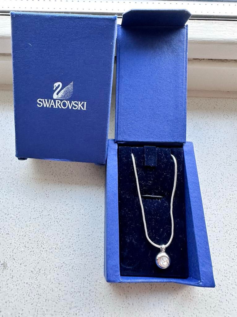 Swarovski ketting met steentje zgan, Ophalen of Verzenden, Zo goed als nieuw, Zilver