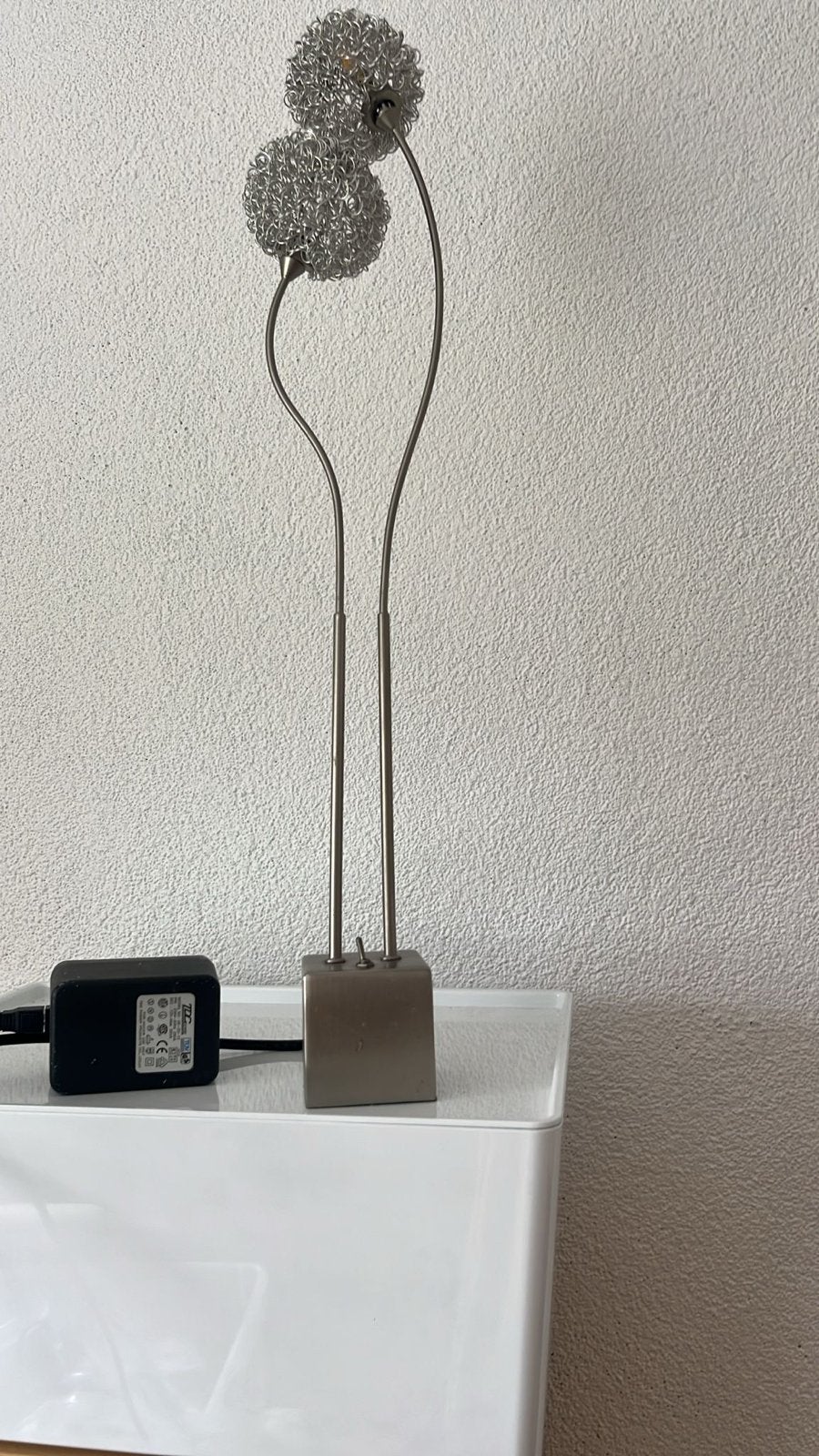 Moderne tafellamp met twee bollen, Overige merken, Gebruikt, Zilver, Modern