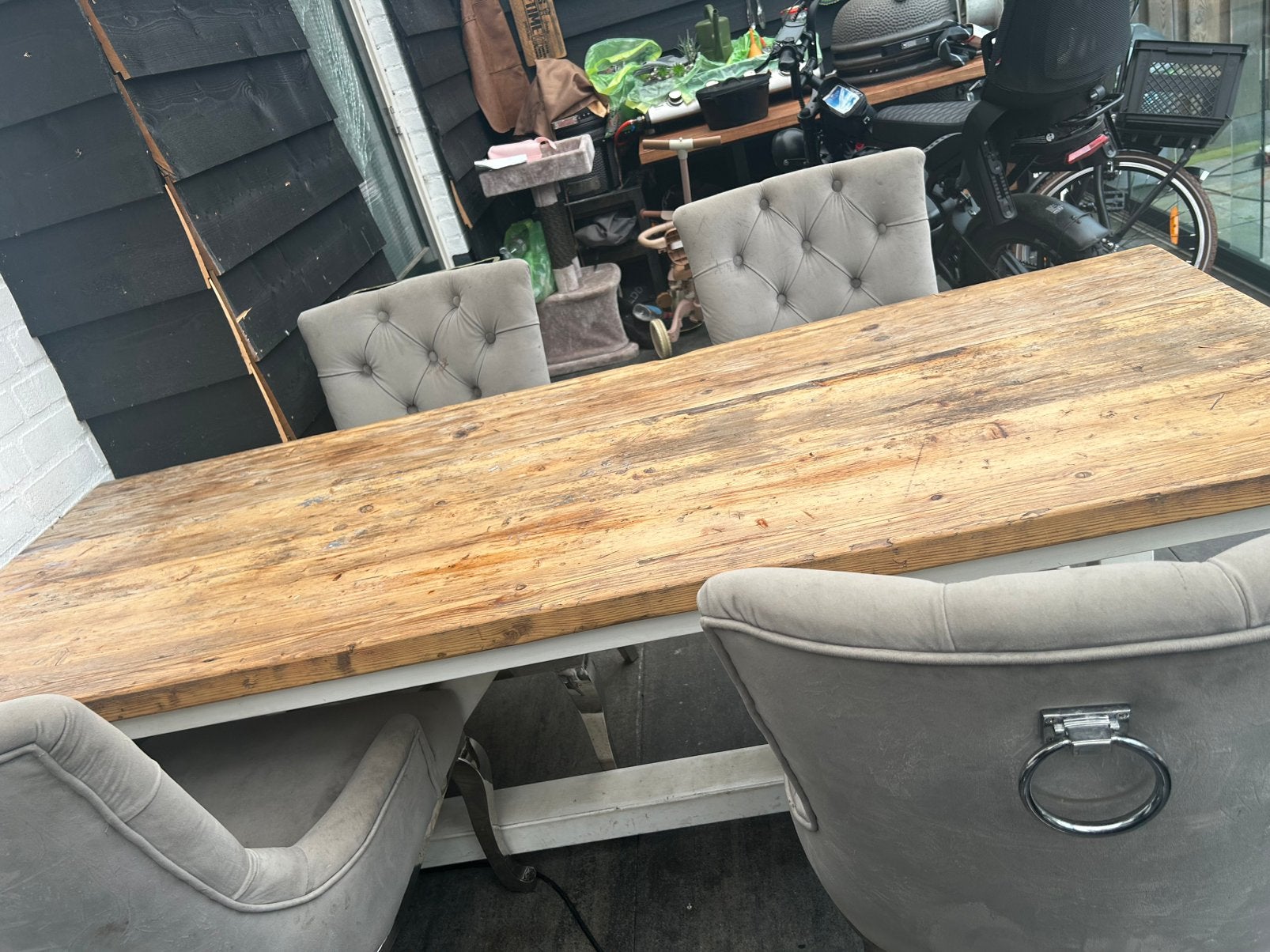 Houten tafel, Huis en Inrichting, Ophalen, Gebruikt, 4 tot 6 stoelen