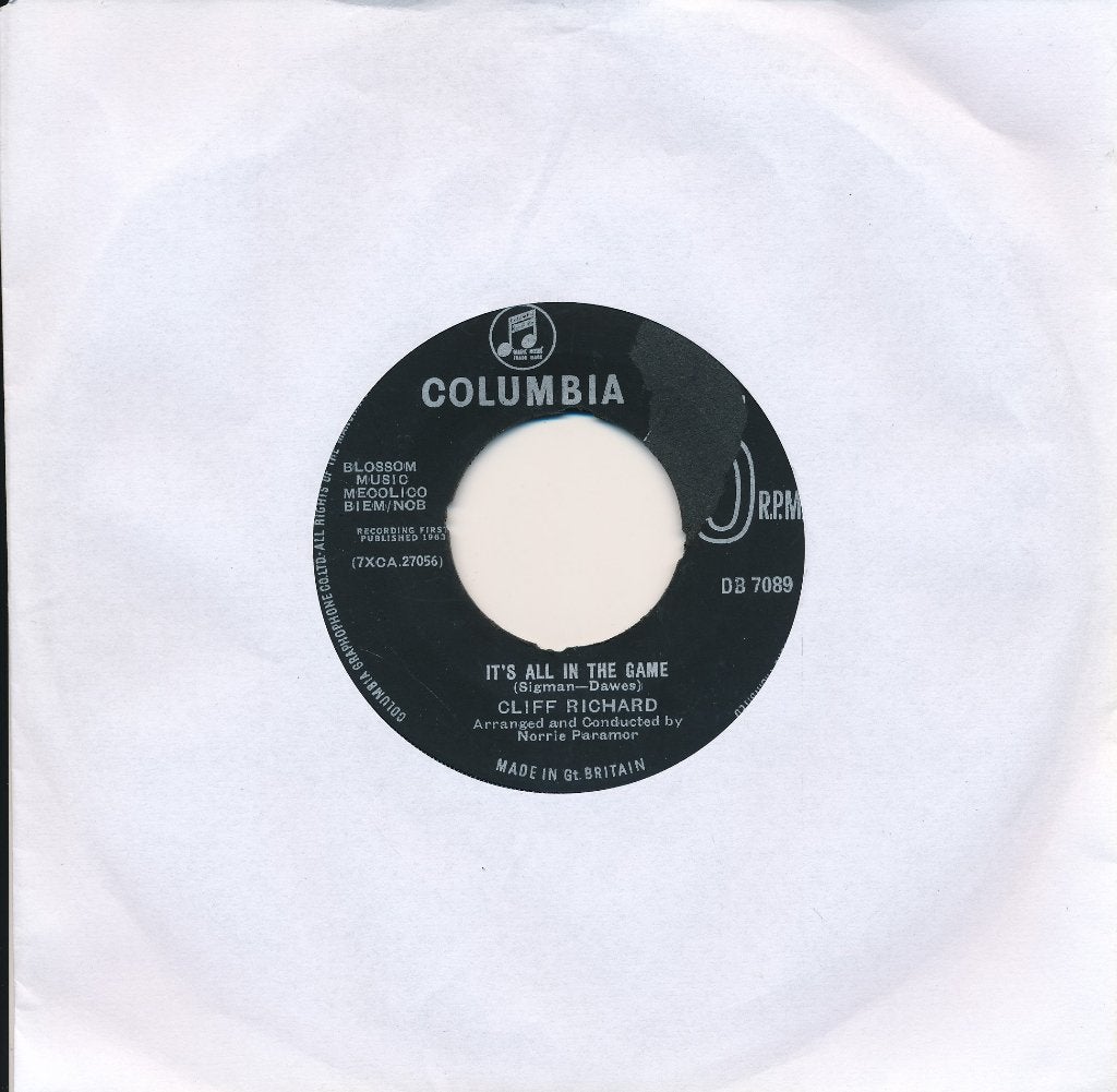 598 Cliff Richard - It's all in the game (1963), Ophalen of Verzenden, Gebruikt, 7 inch, Pop