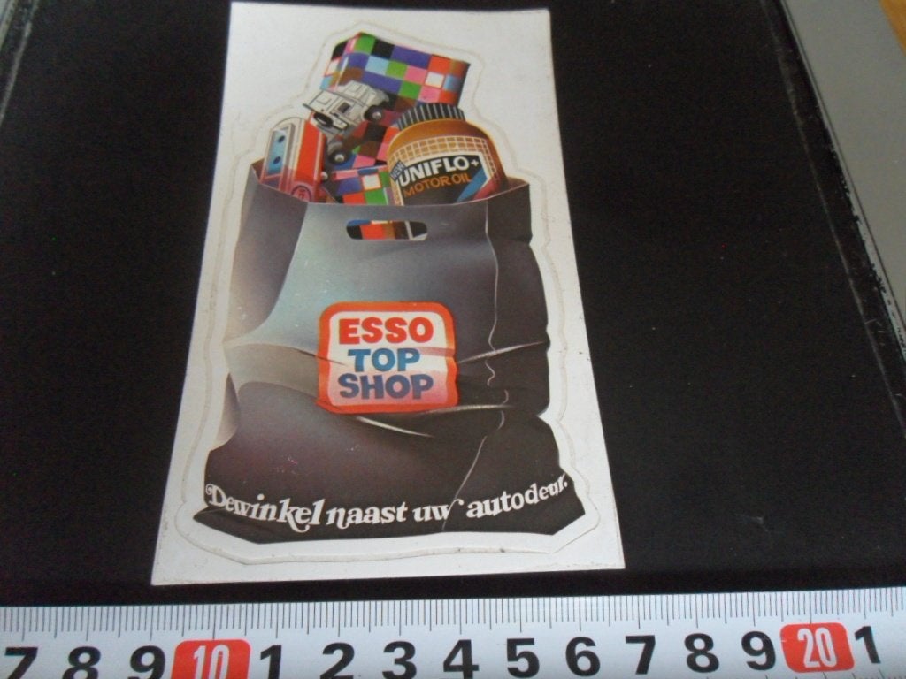 sticker auto - ESSO TOP SHOP de winkel naast uw autodeur *, Ophalen of Verzenden, Zo goed als nieuw