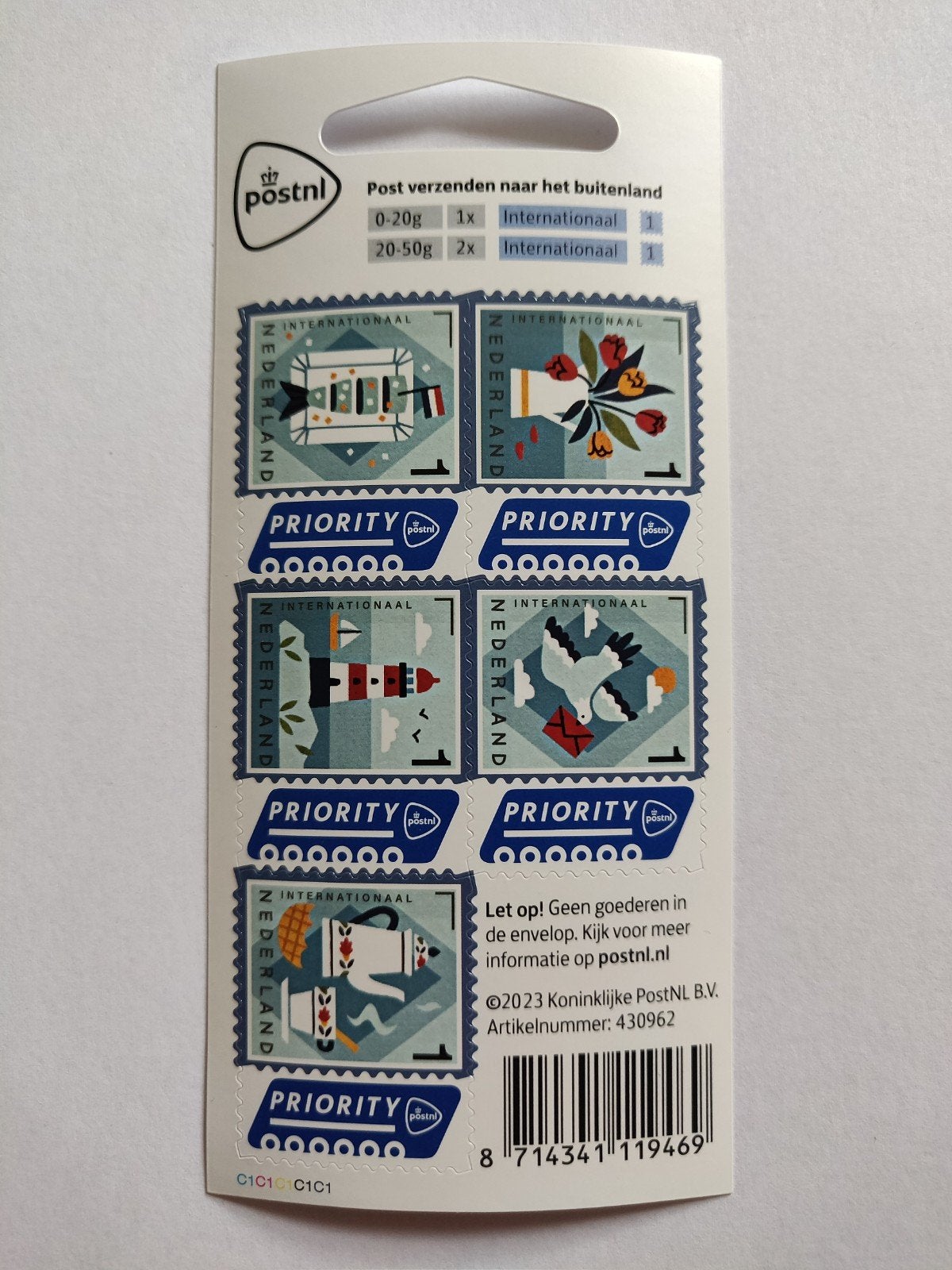 H1 Vel Postzegels 5x voor Internationaal Buitenland, Ophalen of Verzenden