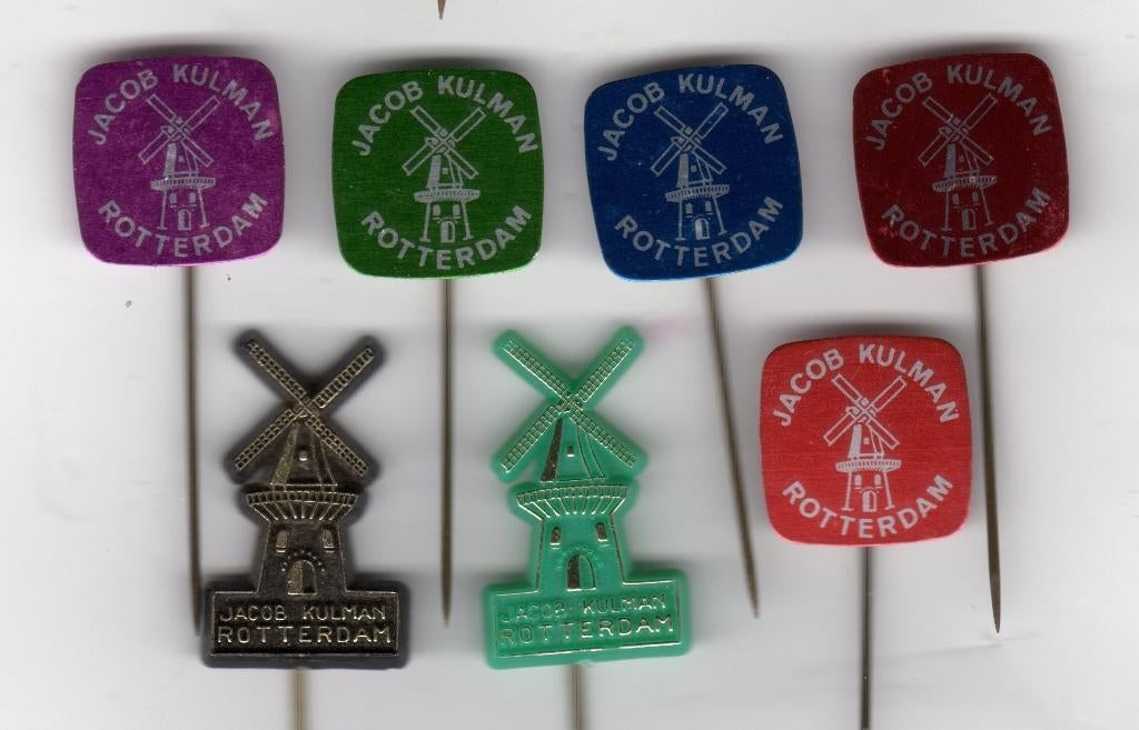 7 speldjes JACOB KULMAN ROTTERDAM MOLEN (A8), Verzamelen, Speldjes, Pins en Buttons, Ophalen of Verzenden, Gebruikt, Overige onderwerpen
