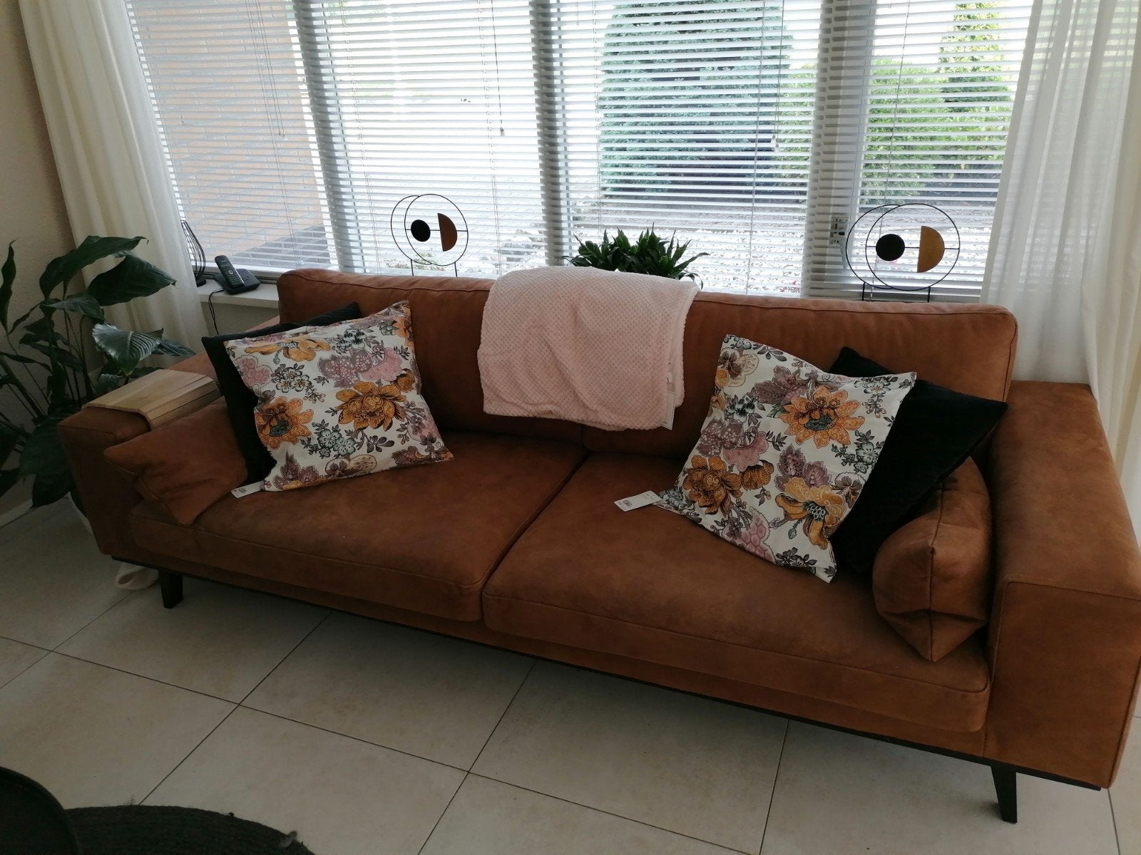 Nous Living Torino Bank - Cognac Microleer, Ophalen, Gebruikt, Driepersoons, 75 tot 100 cm
