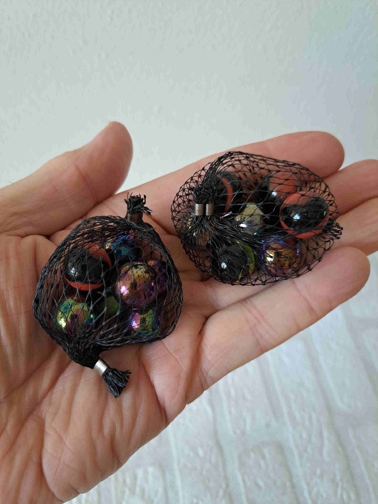 Knikkers Parelmoer Glas 2 Netjes met 7 Knikkers Ø1cm, Ophalen of Verzenden, Nieuw