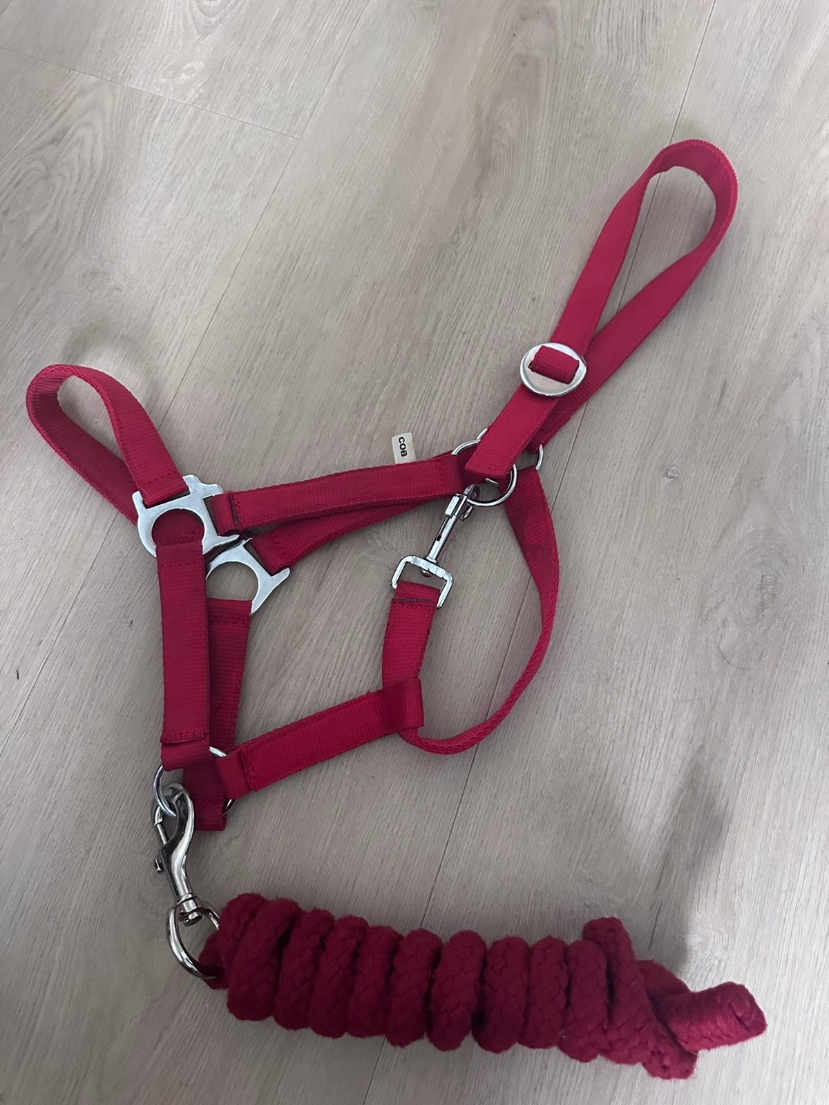Rood halster met touw maat Cob, Ophalen of Verzenden, Zo goed als nieuw, Halster, Cob