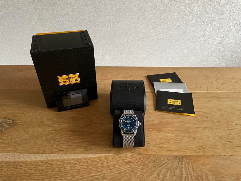 Breitling Superocean Heritage 46 full set top staat, Staal, Breitling, Polshorloge, Ophalen of Verzenden