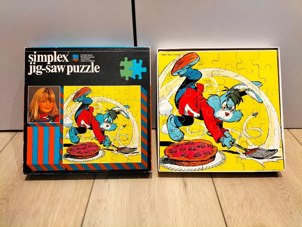 Simplex vintage houten puzzel - Bobo - 36 stukjes, Verzamelen, Ophalen of Verzenden, Gebruikt