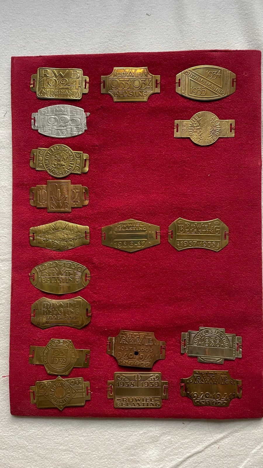 Collectie Oude Rijwielbelastingplaatjes (1924-1941), Ophalen of Verzenden, Gebruikt