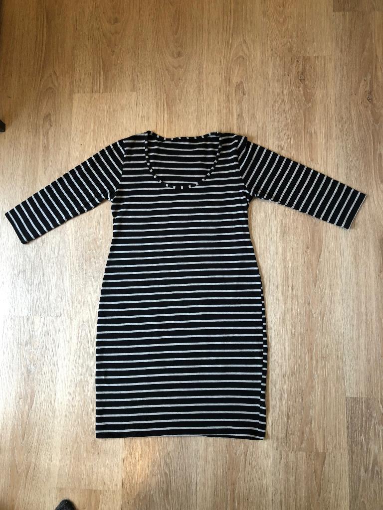 Tricot jurk, maat 40, zwart/grijs Bretonse streep, Zwart, Maat 42/44 (L), Ophalen of Verzenden, Zo goed als nieuw